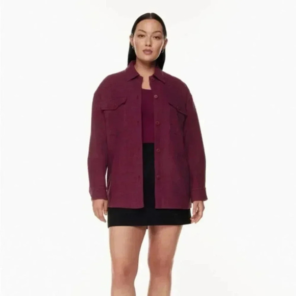 BABATON Aritzia Shacket Joan Shirt Jacket Oversized Linen Tweed Pink Plaid 2 - Picture 6 of 16